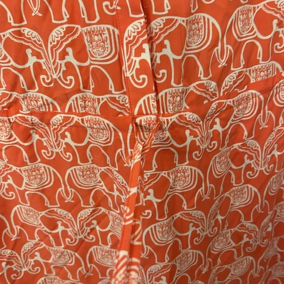 Crown & Ivy Long Sleeve Roll Tab Coral Orange White Novelty Print Size 6 Dress - Picture 7 of 10